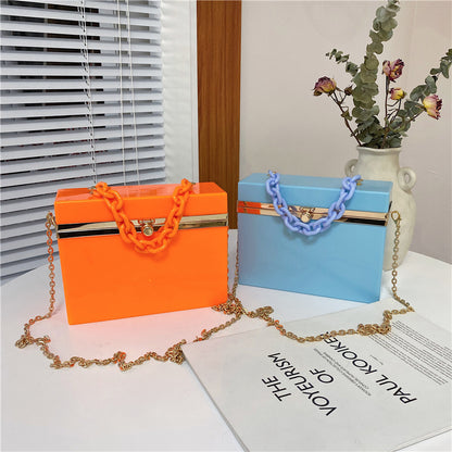 Multiple colour square box lock acrylic bag crossbody bags women handbags purse lady