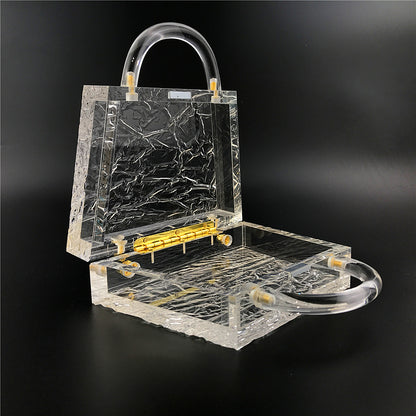 Dongguan Personalized Cracked Ice Pattern Transparent Clear Acrylic Handbag