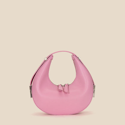 Niche mini shoulder bag new female crescent bag leather round fresh underarm bag