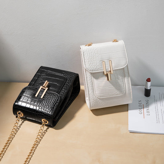 Black bag new shoulder slanting cell phone bag lingge woman bag