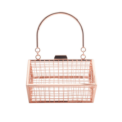 Irregular Metal Hollow Handbag Gold Clutch Evening Bag Wedding Cage Bag GeometricTote For Banquet Party