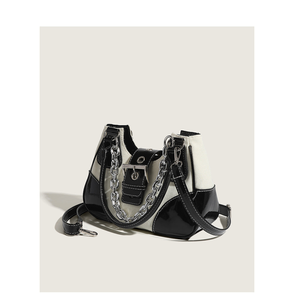 Fashionable canvas handbag casual bag women’s new 2026 patent canvas shoulder bag