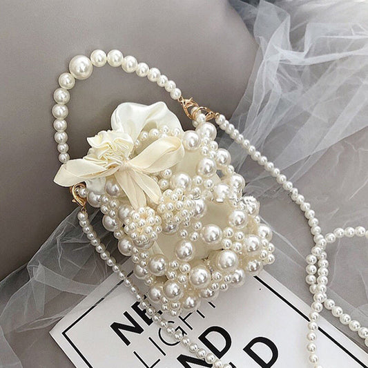 Latest Womens Luxury Handmade Pearl Clutch Bag  Handbag Evening Bucket Bags Ladies
