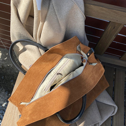 New Frosted high-capacity shoulder bag casual tote bag brown casual messenger briefcase
