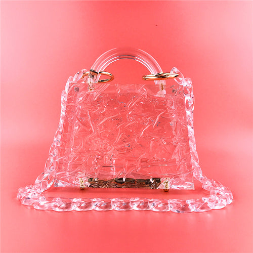 Luxury Transparent Ice Crack Women Jelly Bag Crystal Acrylic Handbag Elegant Lady Evening Bag