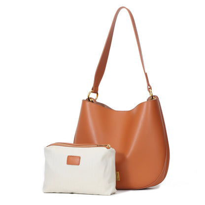luxury changing shape leather ladies bucket bag 2 in 1 designer shoulder handbag set lady