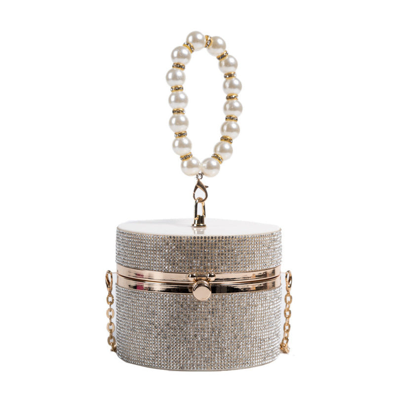 Fashion Luxury Party Clutch Cross Chain Shoulder Round Lady Handbags Women Mini Rhinestone Evening Bag
