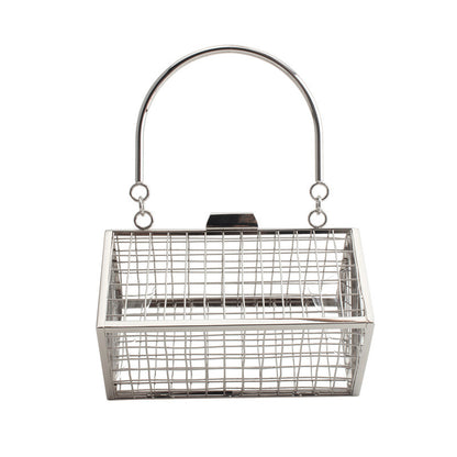 Irregular Metal Hollow Handbag Gold Clutch Evening Bag Wedding Cage Bag GeometricTote For Banquet Party
