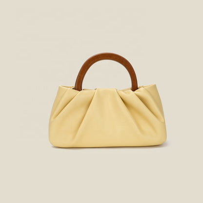 Designer Luxury Soft PU Cloud Shape Wooden Top Handle Handbag Single Chain One Shoulder Bag