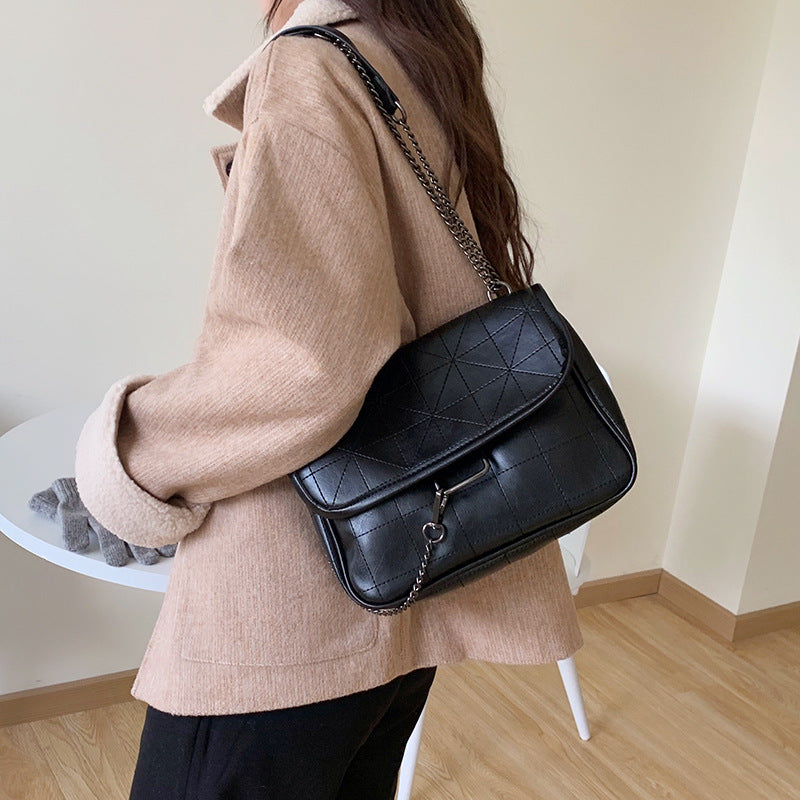 hobo bag new fashion black cross-body shoulder bags retro shoulder bag rhombus chain handbag
