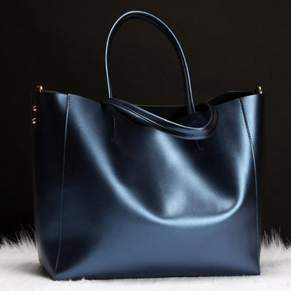 Women Real Leather Bag Fashion Tote Bag Ladies Handbag Gold Silver Tote Bag