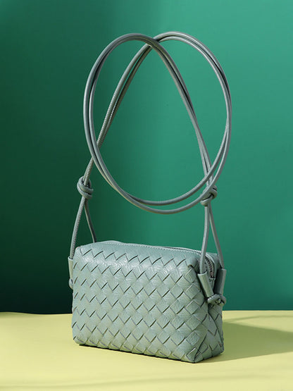 Summer new macaron color small soft woven bag for women simple messenger bag crossbody small square bag