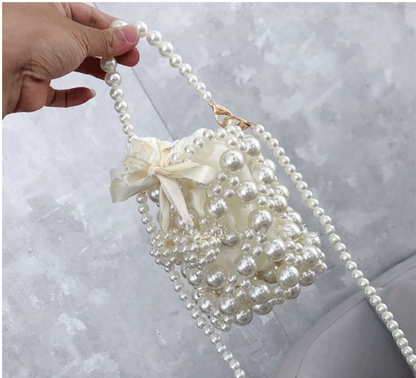 Latest Womens Luxury Handmade Pearl Clutch Bag  Handbag Evening Bucket Bags Ladies