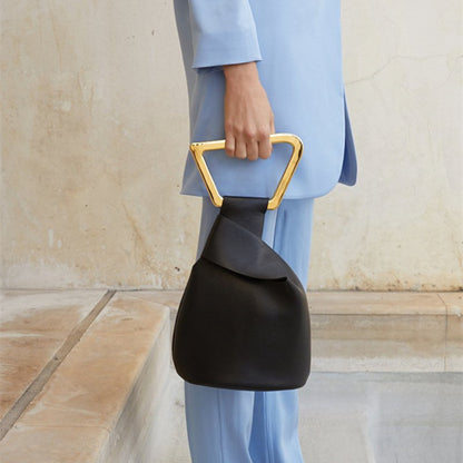 Personalized Acrylic Handle Irregular Shape Bags PU leather Solid New Bucket Handbags Purses