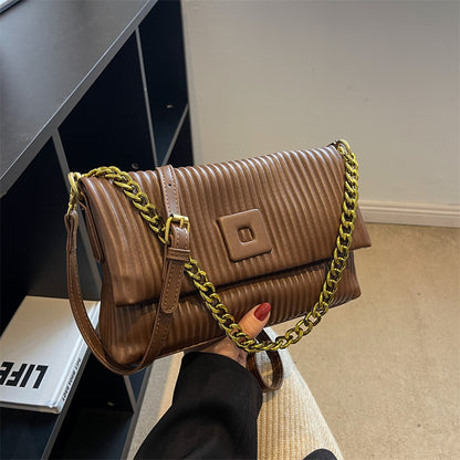 Women’s 2026 new fashion shoulder bag personality all-match women’s bag simple striped crossbody small square bag