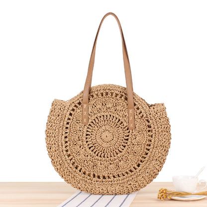 Women’s new beach woven bag Fashion casual women’s bag shoulder straw woven bag
