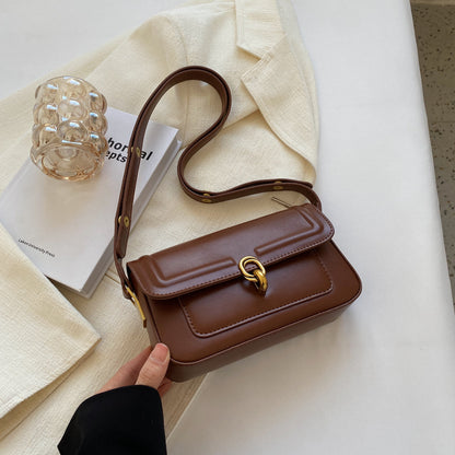 Vintage Bag 2026 New Women’s Bag Messenger Bag Trend Fashion Single Shoulder Underarm Simple Cover PU Vintage Handbags Polyester