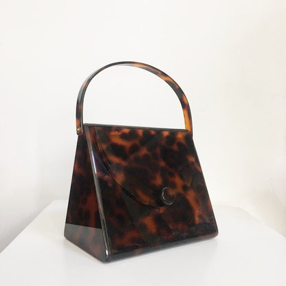 Luxury Retro Leopard Print Acrylic Bag Tortoiseshell Simple Square Evening Bag Clutch Women