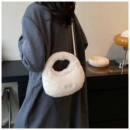 New design plush tote handbag women’s crossbody furry cute bag small fleece hand bag