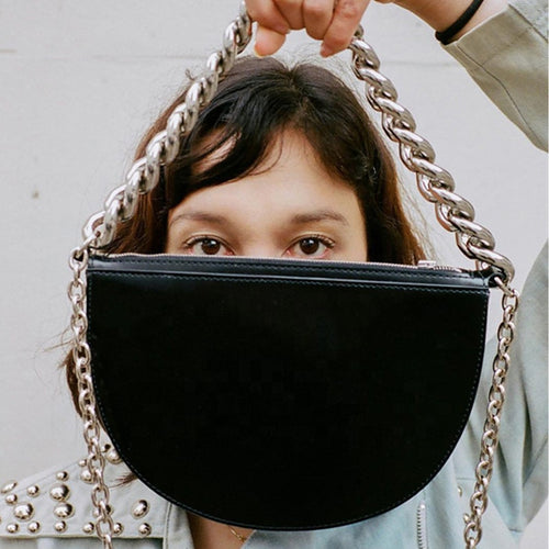 Semicircle shaped chunky chain luxury fashion woman crossbody shoulder bag