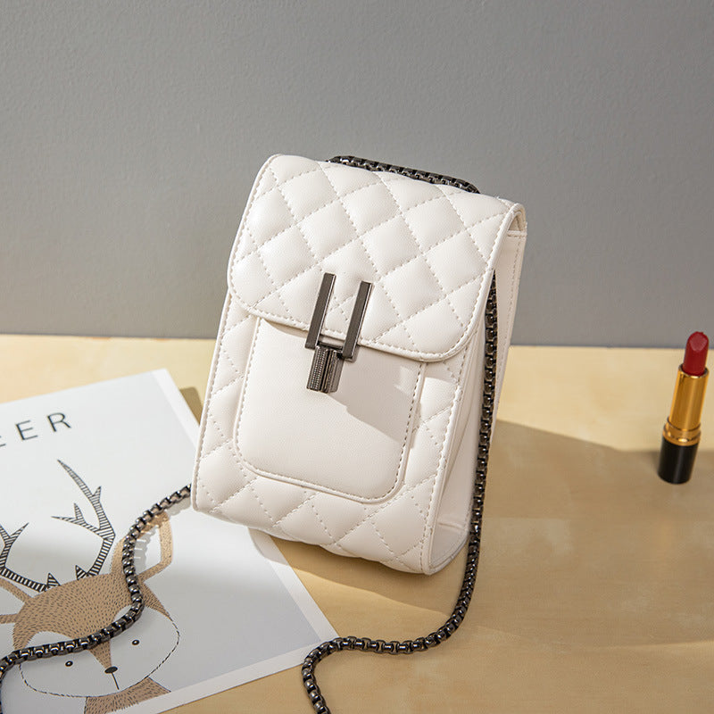 Black bag new shoulder slanting cell phone bag lingge woman bag