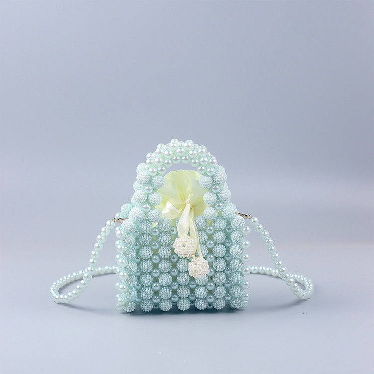 Handmade Luxury Women Pearl and Red bay Hand bag For Dinner Hand Knitting Beads Clutch For Ladies