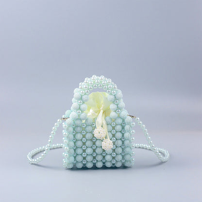 Handmade Luxury Women Pearl and Red bay Hand bag For Dinner Hand Knitting Beads Clutch For Ladies