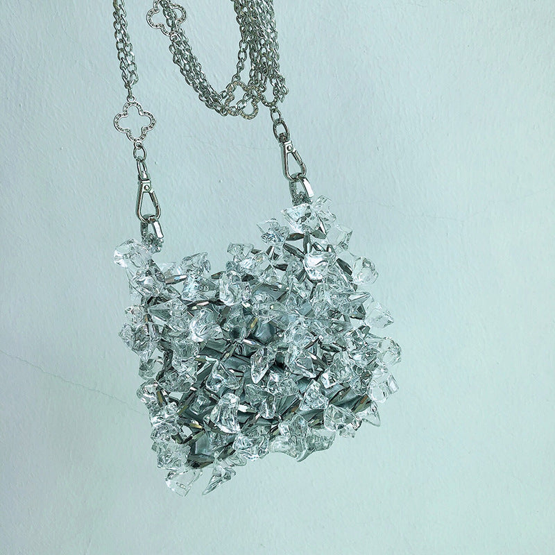 Wedding Clutch Mini Acrylic Crystal Glass Chain Bag 2026 Handmade Beaded Messenger Transparent Phone Bag