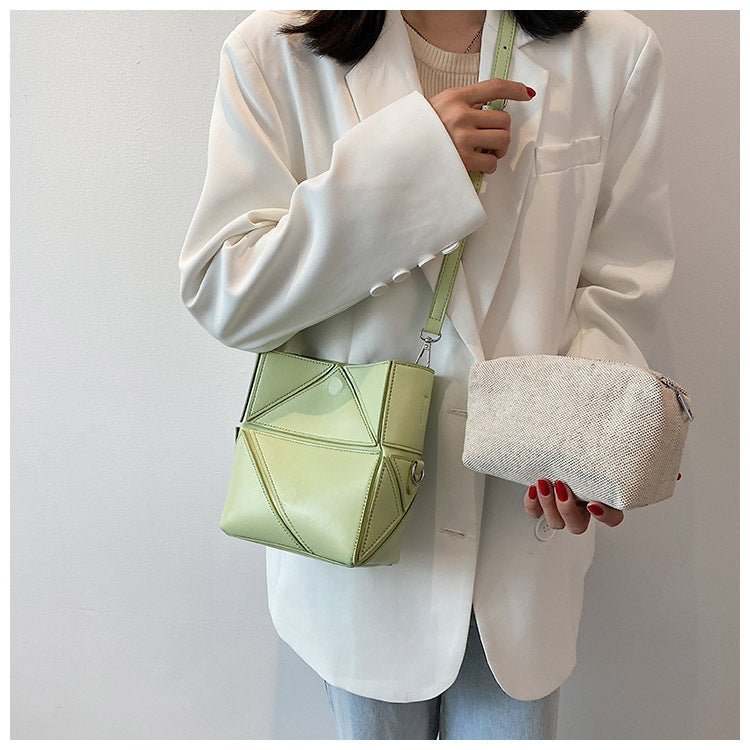 Solid Color Girl PU 2 Pieces Handbag Set Crossbody Small Tote Bags Women’s Shoulder Bag Purses