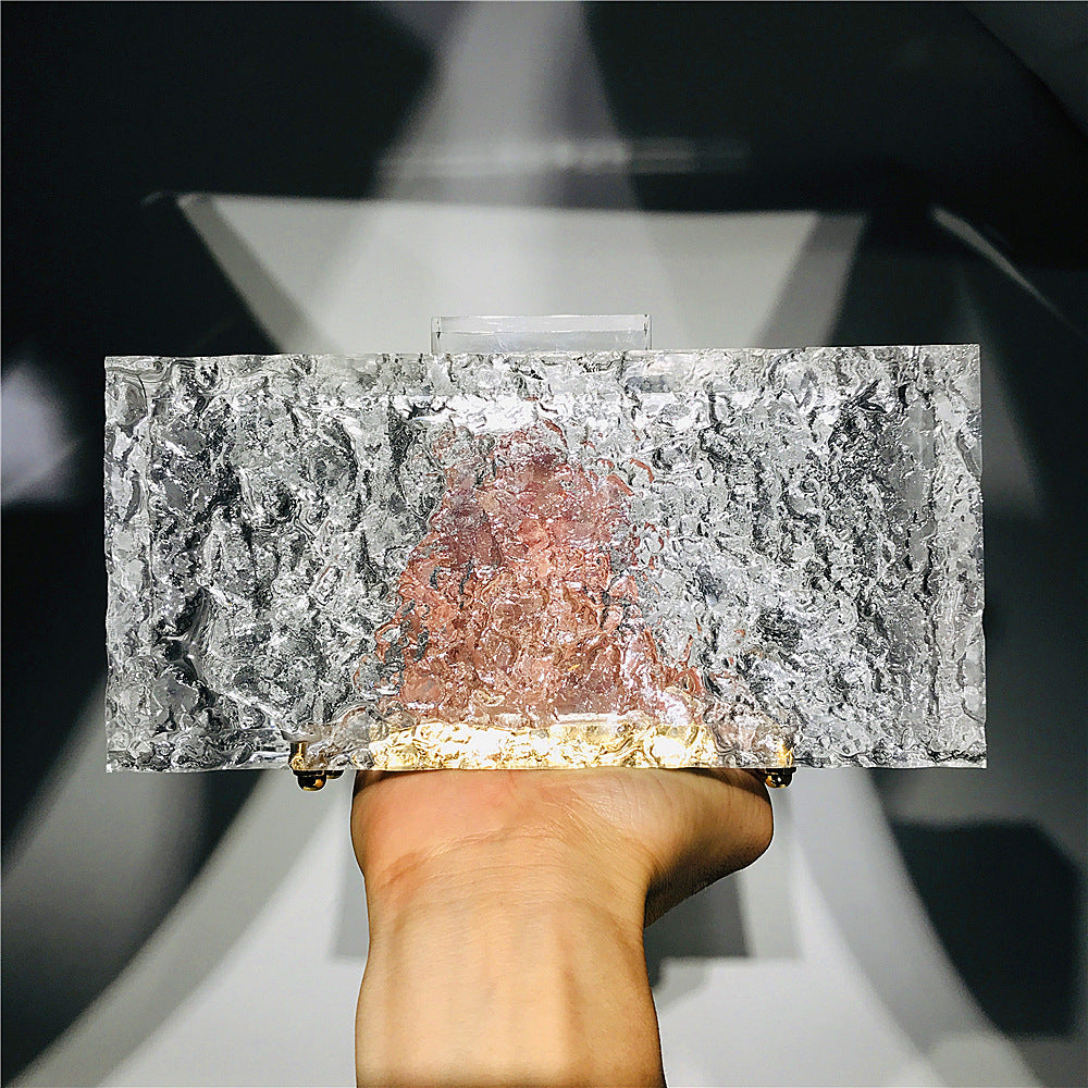 New Dinner Bag Transparent Ice Crack Acrylic Women’s Bag Crystal Clutch