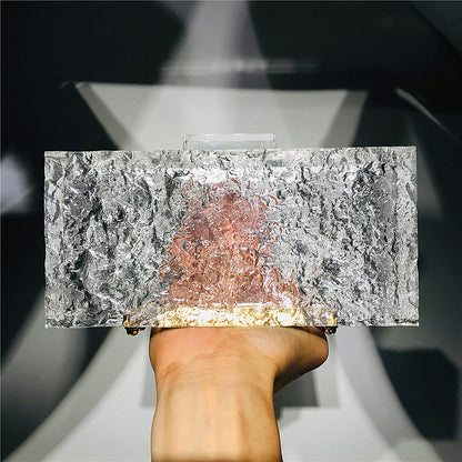 New Dinner Bag Transparent Ice Crack Acrylic Women’s Bag Crystal Clutch