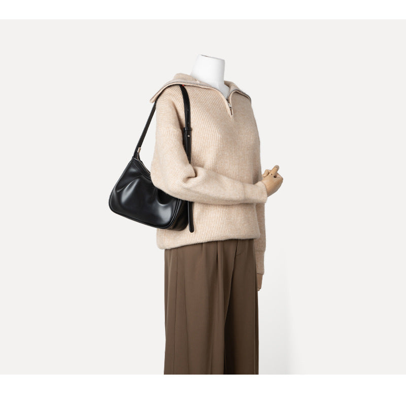 2026 new high quality PU leather women handbag niche Korean fashion portable one-shoulder armpit cloud bag for lady