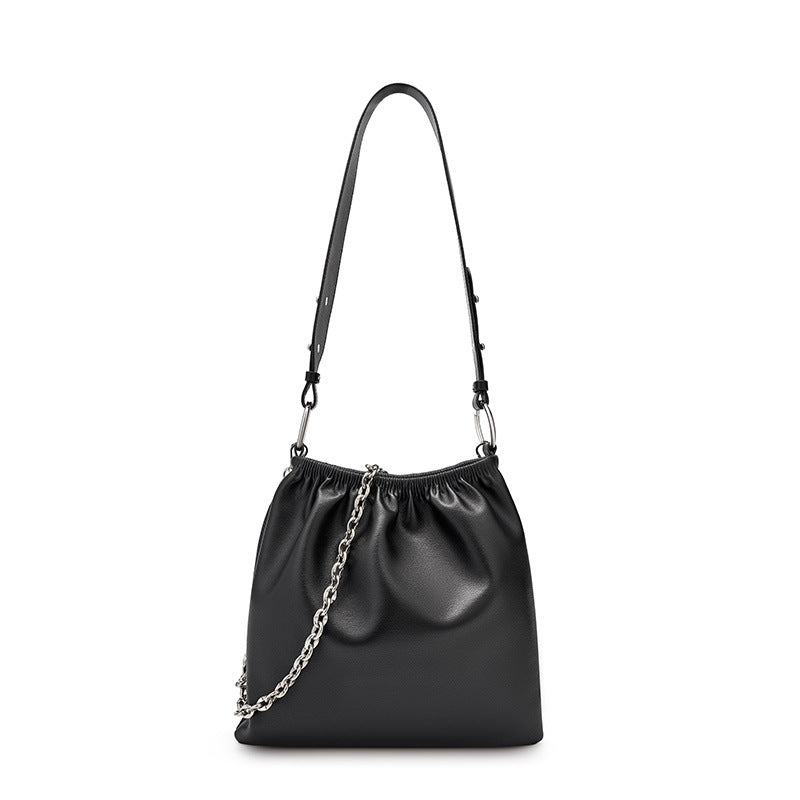 Spring 2026 genuine leather hand bag women real cowhide leather shoulder tote bag with chain ladies bag