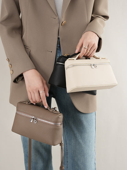 New Designer Real Leather Cowhide Linen Box Clutch Tote Women’s Crossbody Shoulder Bag Purse Cute