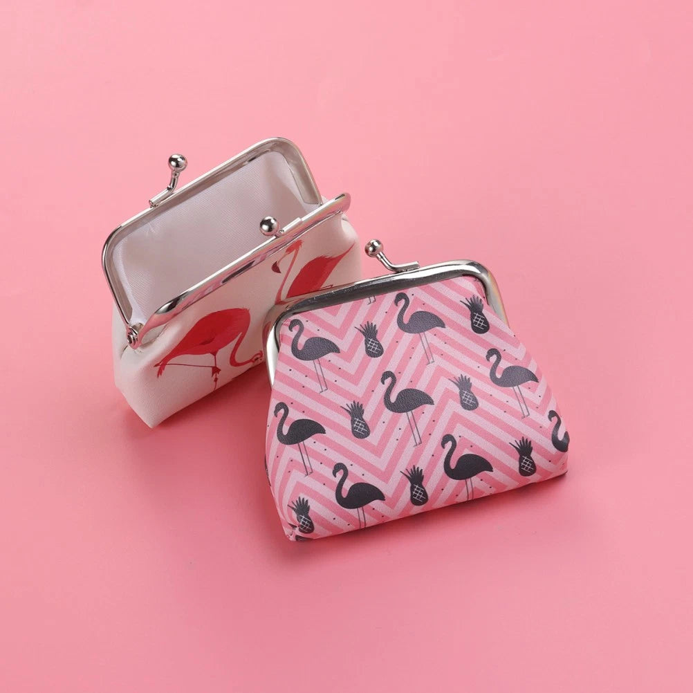 2 Pcs Flamingo Coin Purse Printed Women Wallet Pouch Cute Change