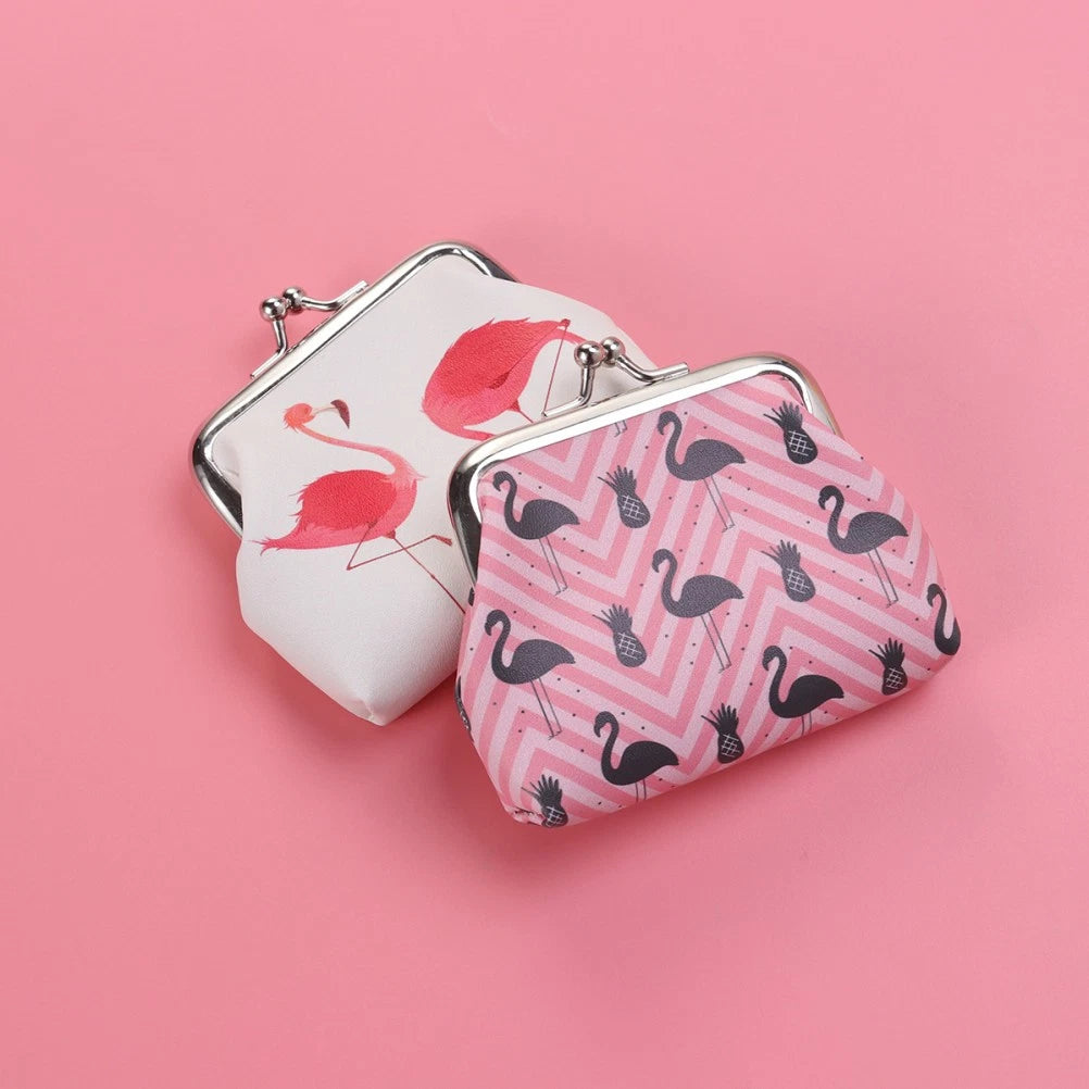 2 Pcs Flamingo Coin Purse Printed Women Wallet Pouch Cute Change