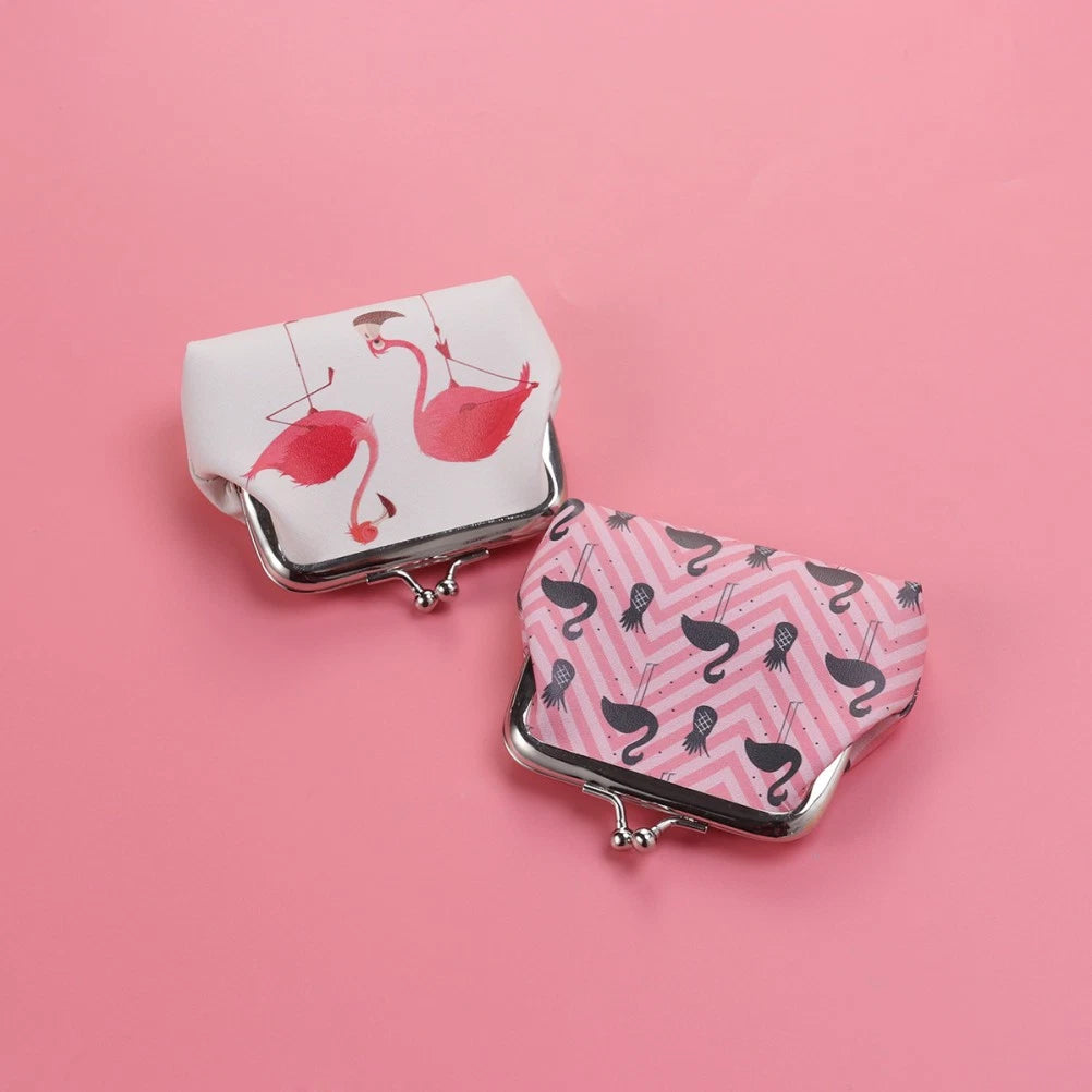 2 Pcs Flamingo Coin Purse Printed Women Wallet Pouch Cute Change