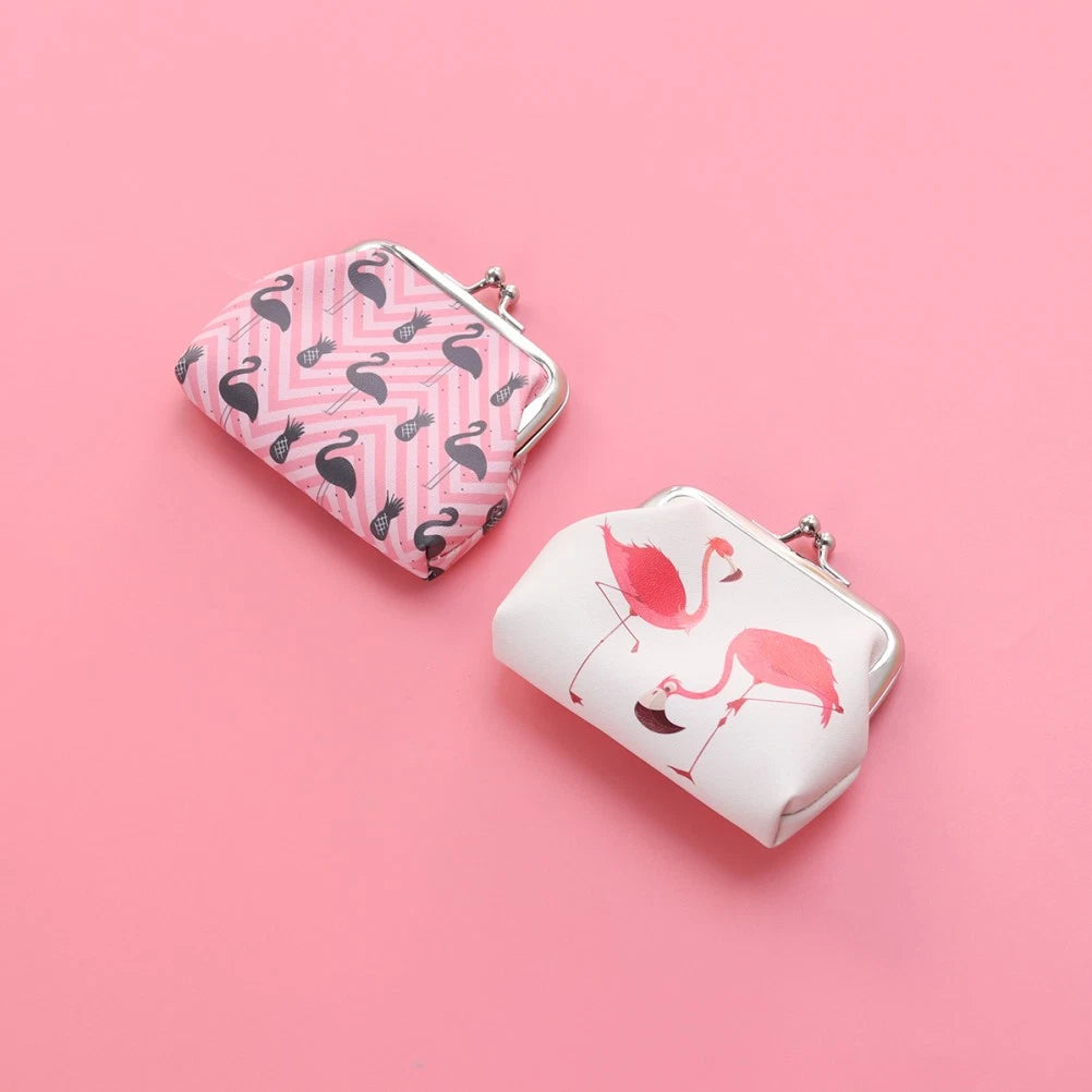 2 Pcs Flamingo Coin Purse Printed Women Wallet Pouch Cute Change