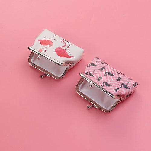 2 Pcs Flamingo Coin Purse Printed Women Wallet Pouch Cute Change